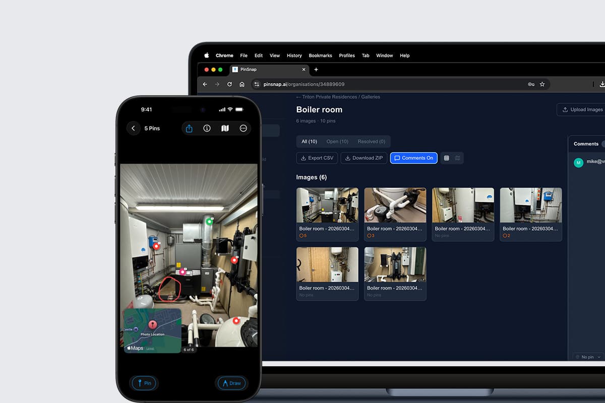 PinSnap — annotated site photo with pins