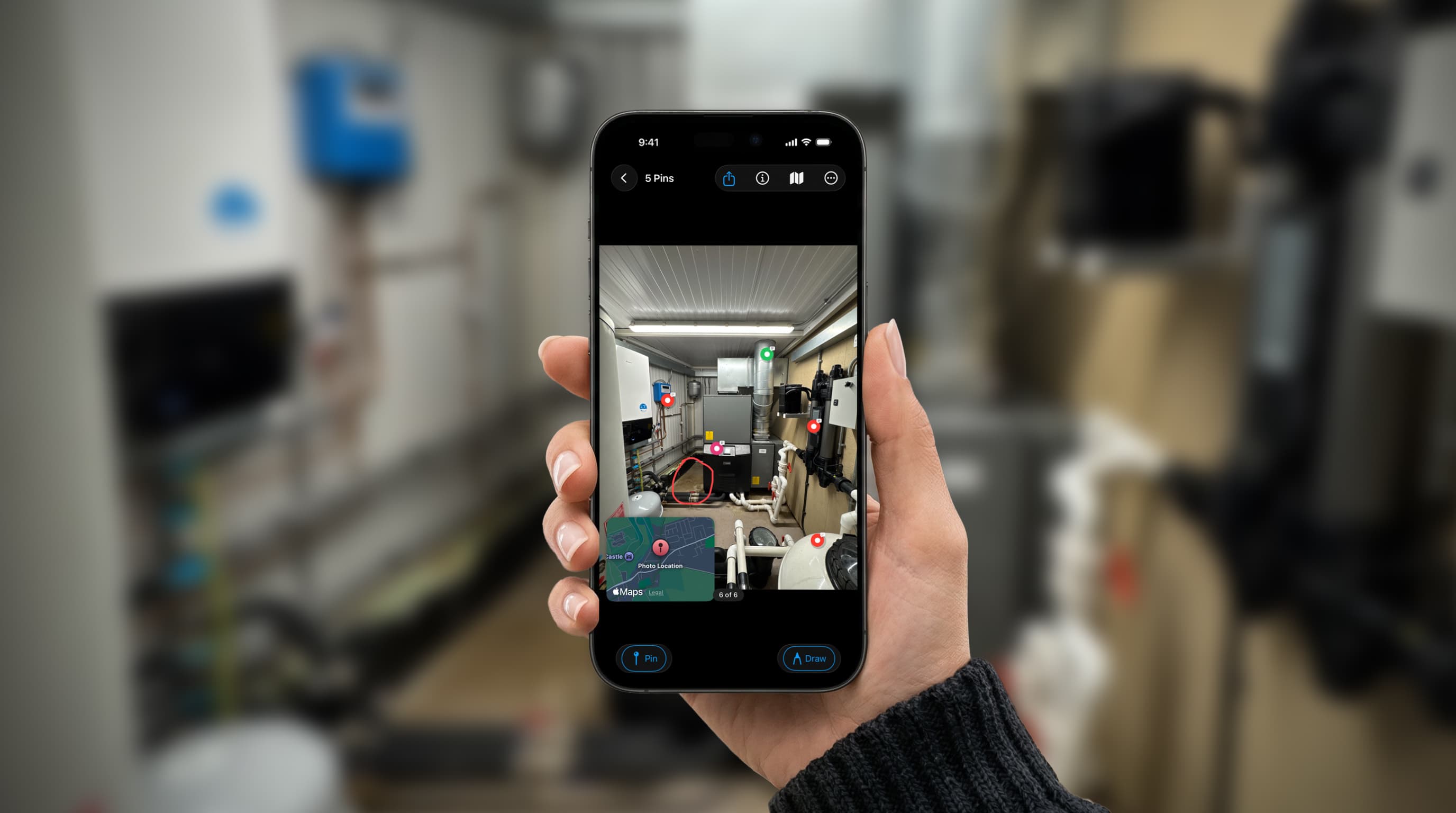 Dropping a pin and adding a note on an image