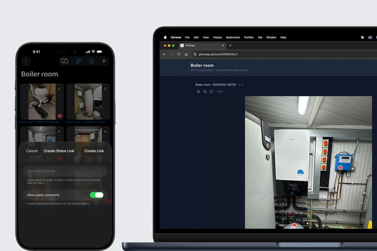 Sharing a gallery link with a contractor